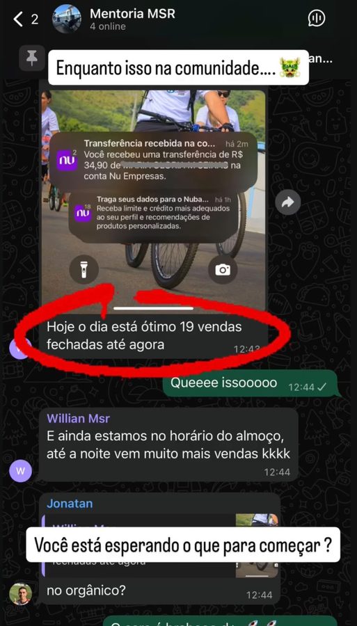 Vendas fechadas no dia