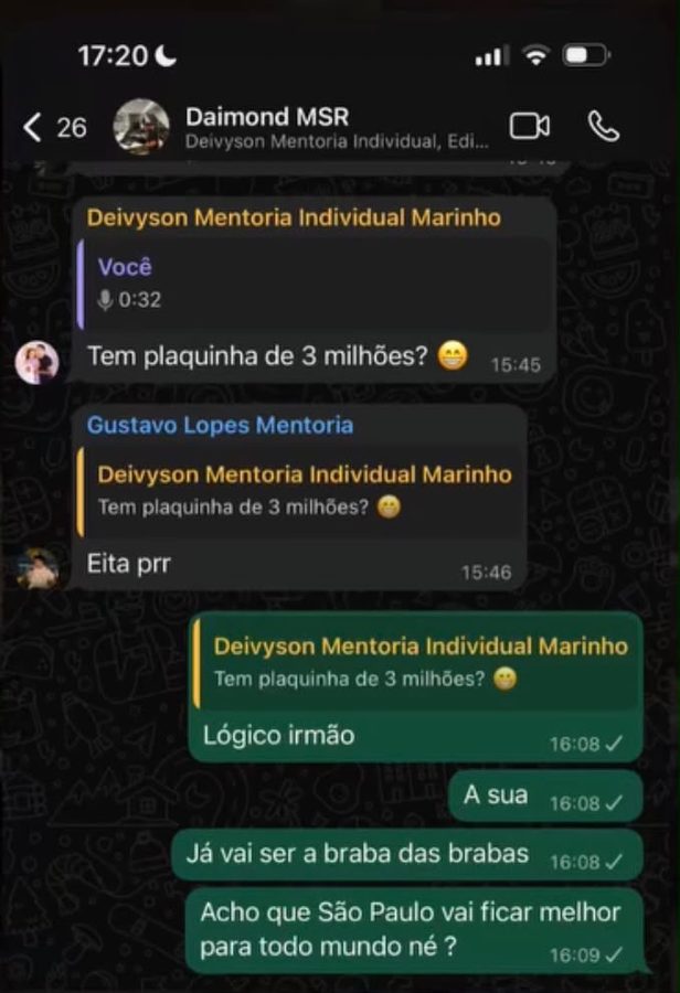 Conversa sobre placa de milhões